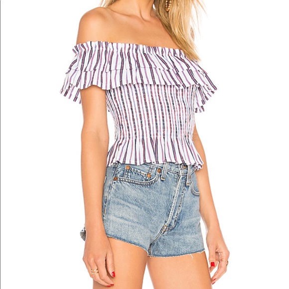 About Us XS striped off shoulder top. GUC - Picture 2 of 4